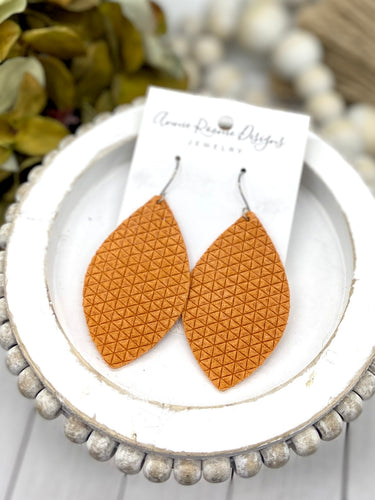 Orange Tiny Triangles Suede Marquis earrings