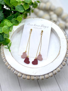 Double Heart Dangle Clay earrings