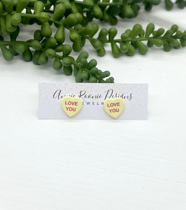 Conversation Hearts Clay Stud Earrings