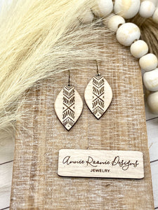 Distressed Ivory Wooden Marquis earrings