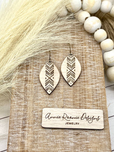 Distressed Ivory Wooden Marquis earrings