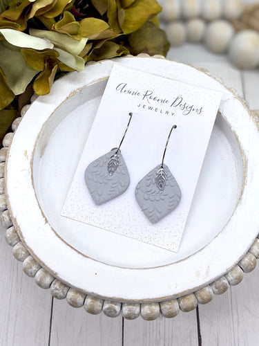 Leaf Texture Polymer Clay Pointed Teardrop earrings