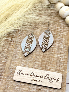Distressed Gray Blue Wooden Marquis earrings