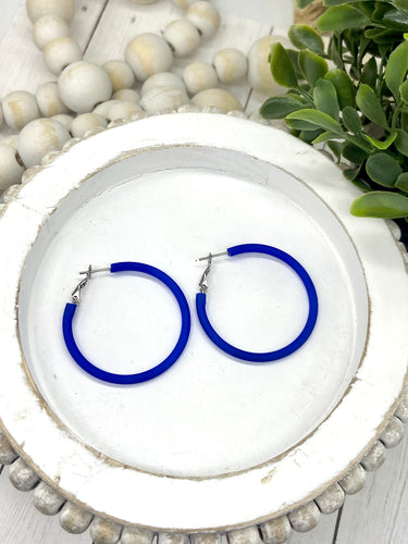Royal blue hoop earrings