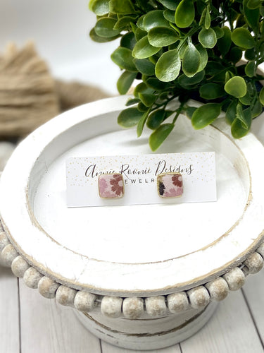 Fall Floral Clay Stud Earrings