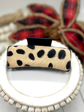 Load image into Gallery viewer, Leopard hair on leather hair claw clip