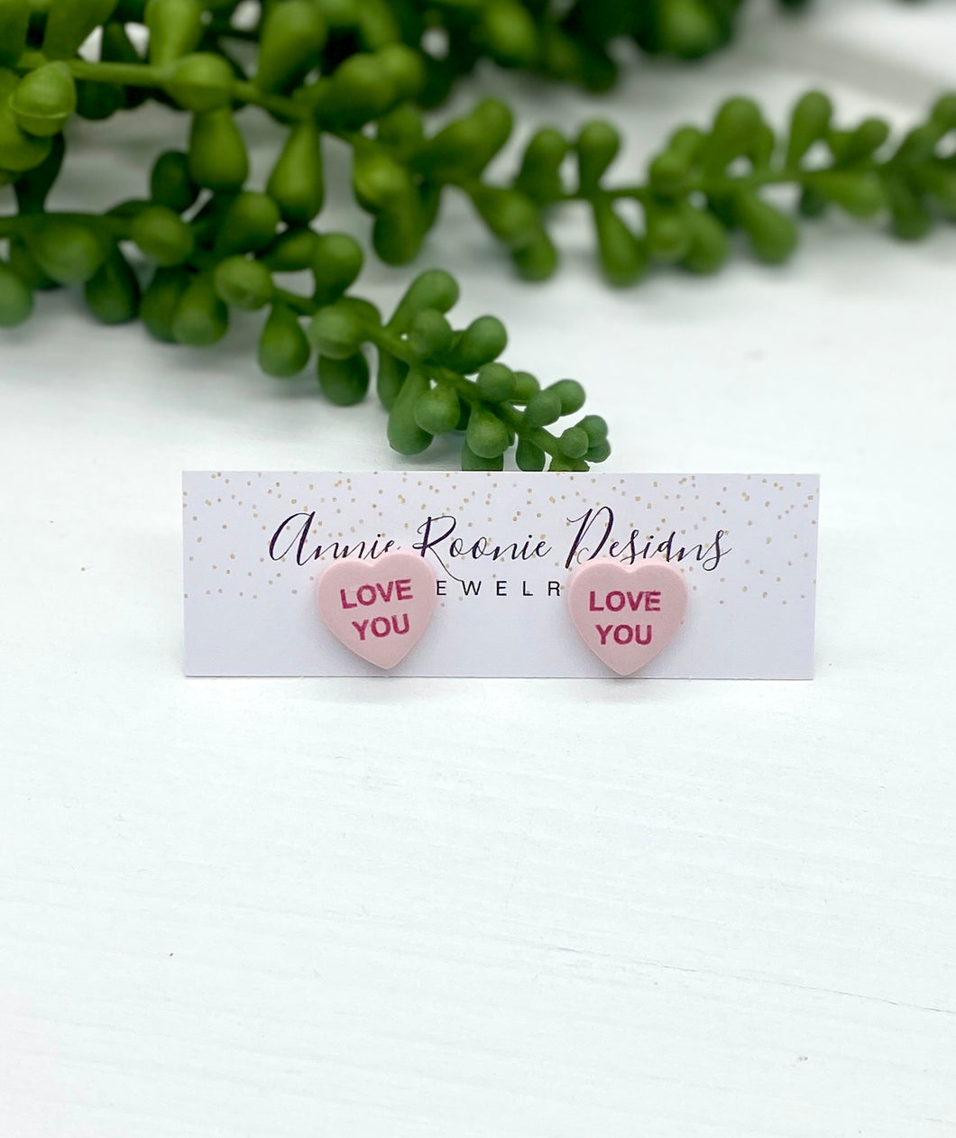 Conversation Hearts Clay Stud Earrings