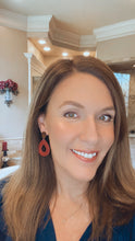 Load image into Gallery viewer, Crimson Clay Embossed Clay Teardrop earrings