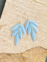 Load image into Gallery viewer, Transluscent Blue Leaf Drop Clay earrings