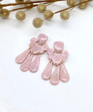 Load image into Gallery viewer, Light Pink Marbled Clay Chandelier earrings