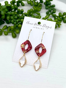 Red Marbled Clay Open Tessa earrings