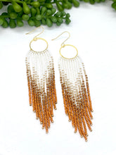 Load image into Gallery viewer, Burnt Orange Ombre Seed Bead Fringe earrings
