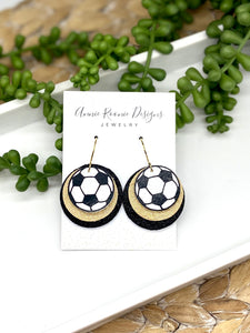 Soccer Round Triple layer earrings