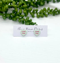 Load image into Gallery viewer, Conversation Hearts Clay Stud Earrings