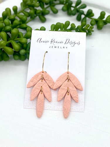 Peach Leaf Drop Clay earrings