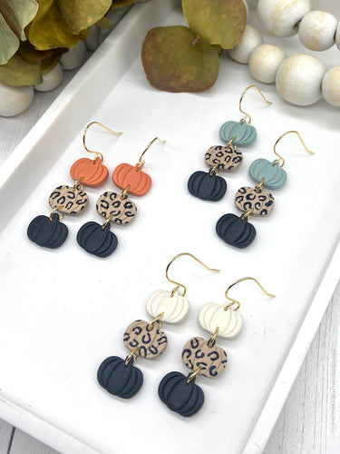 Triple Pumpkin Clay earrings