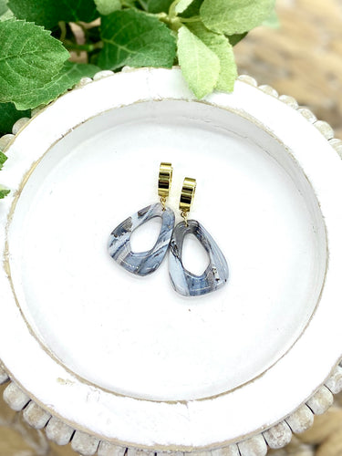 Black, Gray, & White Clay Cutout earring