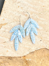 Load image into Gallery viewer, Transluscent Blue Floral Leaf Drop Clay earrings