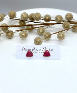 Red & Gold Marbled Clay Stud Earrings