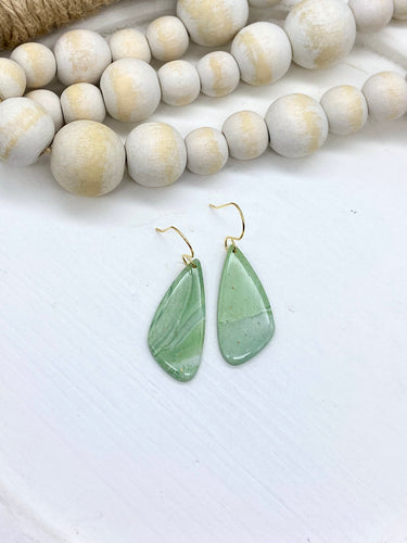 Jade inspired Clay Angled Bar earrings
