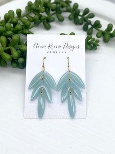 Transluscent Blue Leaf Drop Clay earrings