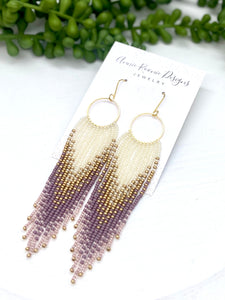 Orchid Ombre Seed Bead Fringe earrings