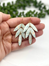Load image into Gallery viewer, Green &amp; Yellow Floral Leaf Drop Clay earrings
