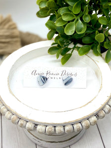 White & Black Marbled Clay Stud Earrings