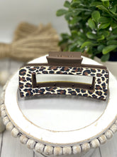 Load image into Gallery viewer, Cheetah print leather hair claw clip