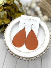 Load image into Gallery viewer, Burnt Orange Textured Leather Teardrop earring