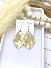 Load image into Gallery viewer, Acid Wash Gold Leather (hair on) Marquis earrings