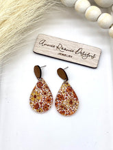 Load image into Gallery viewer, Fall Floral Acrylic Teardrop earrings