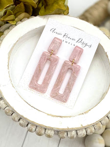 Light Pink Marbled Clay Rectangle earrings