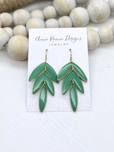 Load image into Gallery viewer, Transluscent Green Leaf Drop Clay earrings