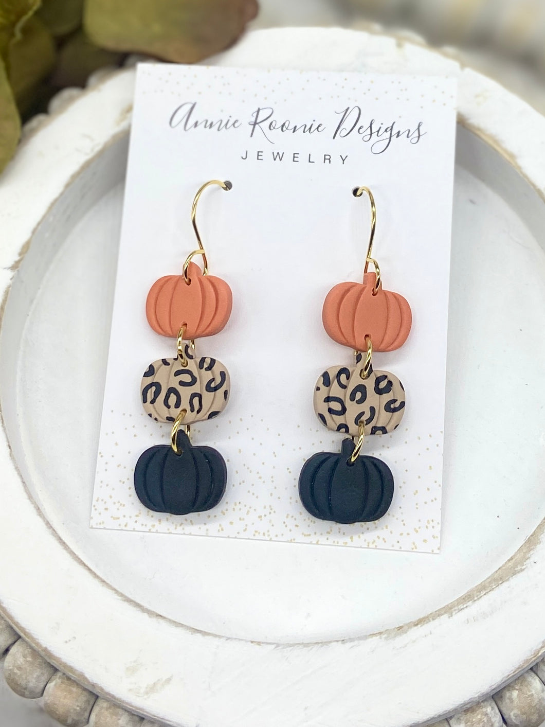 Triple Pumpkin Clay earrings