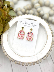Pink Floral Clay Arch earrings