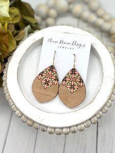 Handpainted Wooden Teardrop earrings