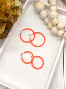 Bright Orange Pop of Color hoop earrings