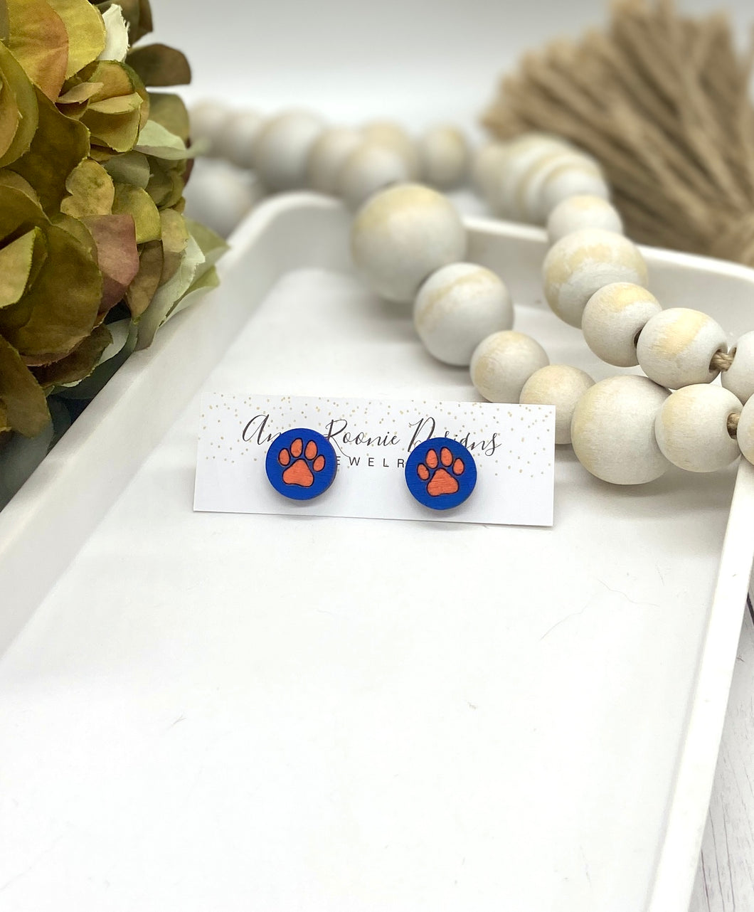 Handpainted Paw Print Stud Earrings