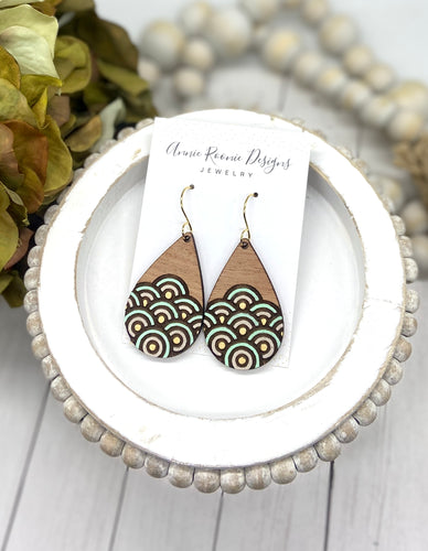 Handpainted Wooden Teardrop earrings