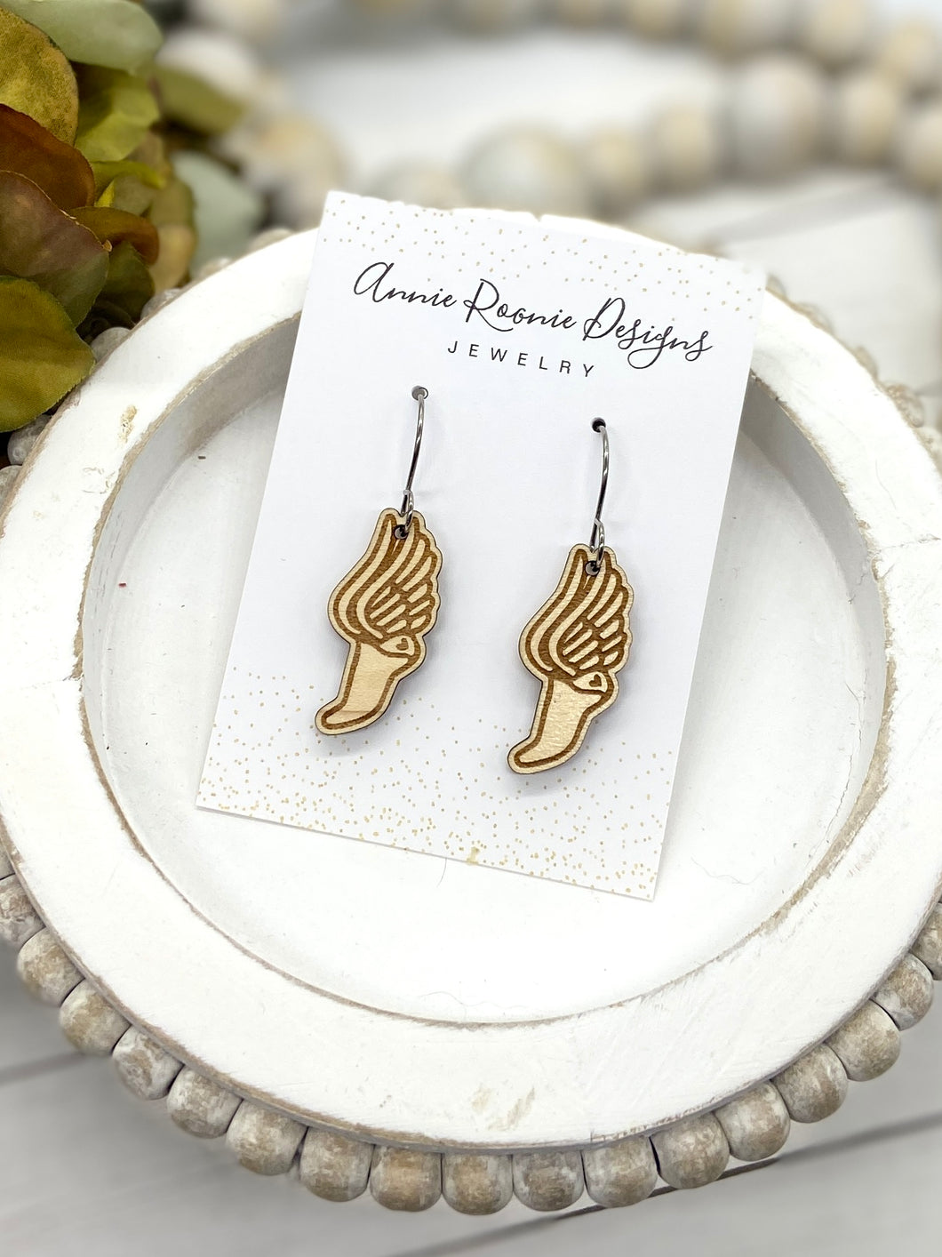 Track feet Wood earrings