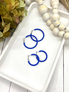 Royal Blue Pop of Color hoop earrings