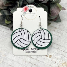 Load image into Gallery viewer, White Leather Volleyball Round earrings