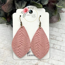 Load image into Gallery viewer, Blush Braided Suede Diamond Drop earrings