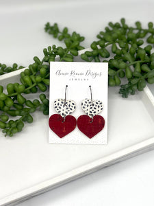 Double Hearts Cork leather earrings