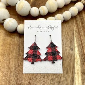 Leather Christmas Tree earrings