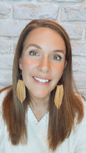 Load image into Gallery viewer, Woven Fringe Earrings in Yellow leather