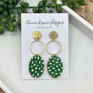 Sarah earrings in Green Dot Cork Leather