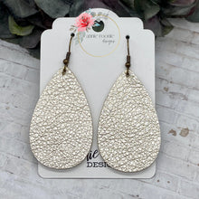 Load image into Gallery viewer, Platinum Gold Metallic Pebbled Leather Teardrop earrings
