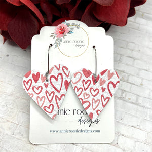 Tiny Dangle Heart leather earrings